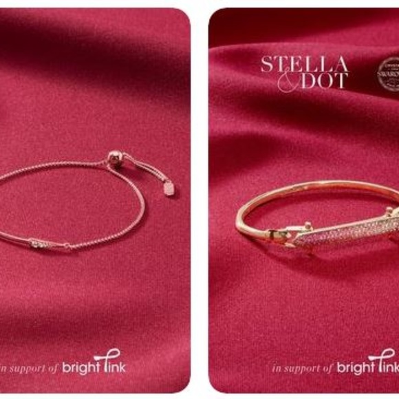 Stella & Dot Rose Gold Pave Arrow Cancer Awareness Warrior Bracelet - Picture 9 of 10